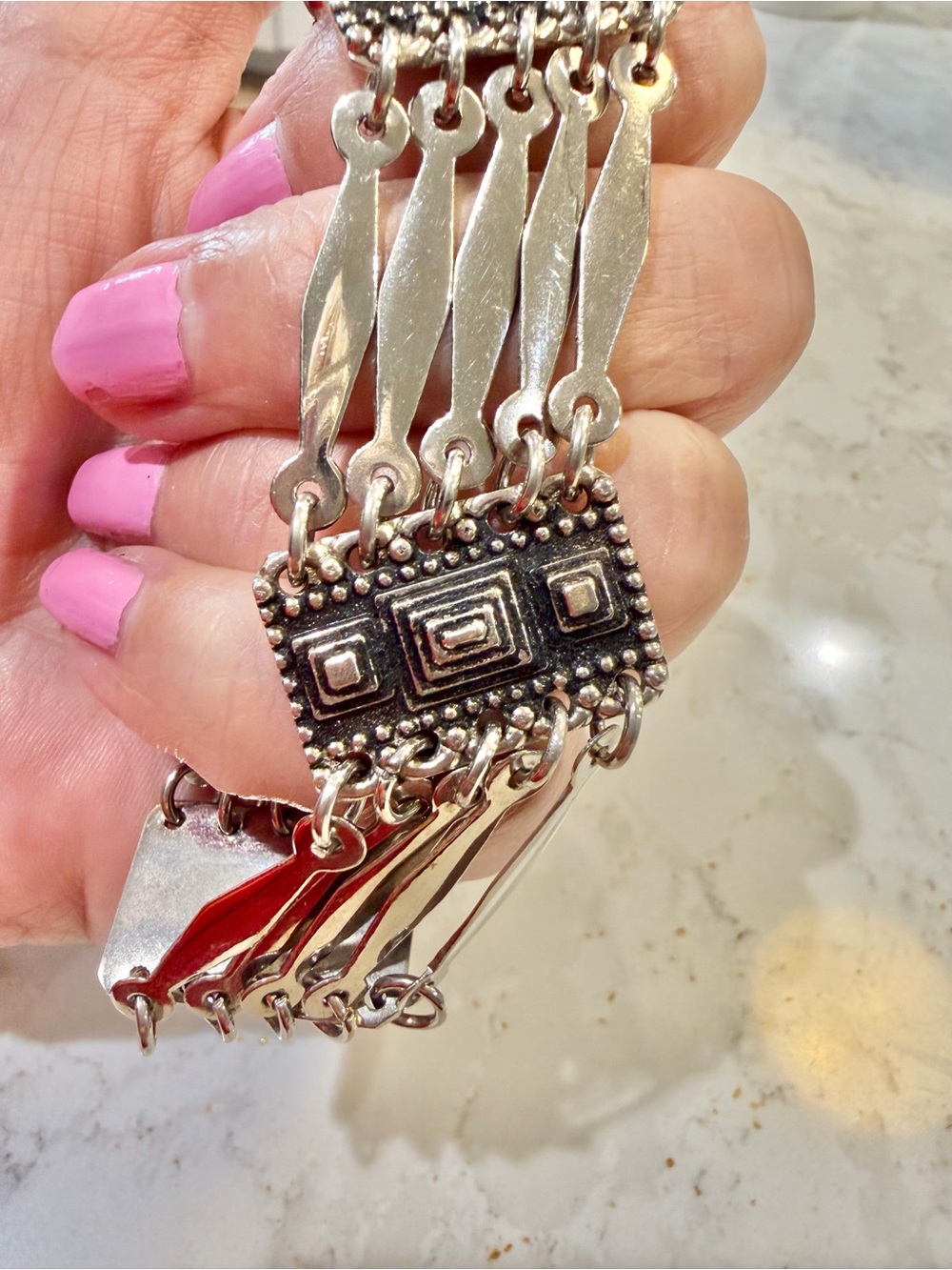 Vintage 1950s Far Fan Mexican Sterling Silver 
Panel Bracelet Very Rare
